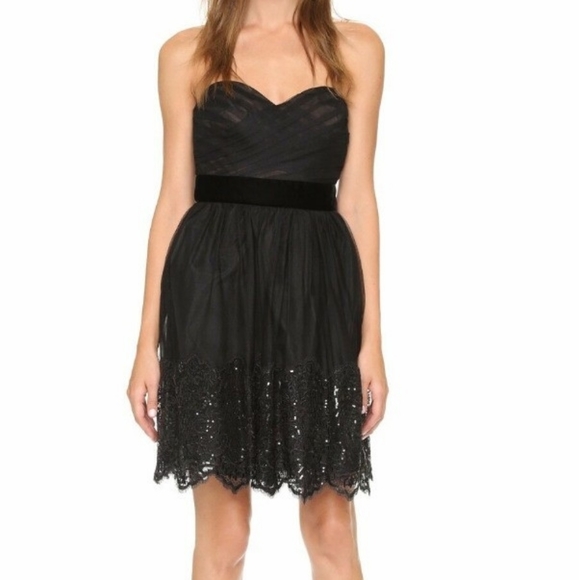 Marchesa Notte Tulle Strapless Dress - Picture 3 of 9